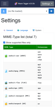 MIME-types settings